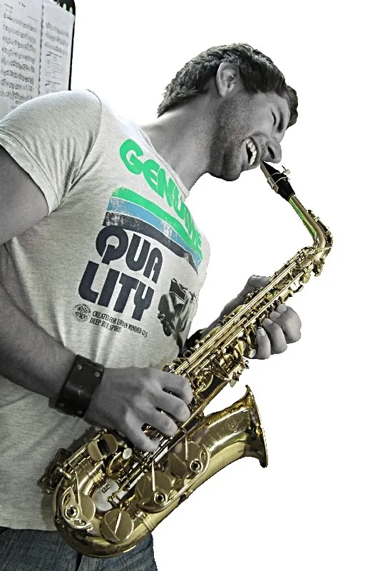 Saxophonist auf der Bühne, Eventfotografie